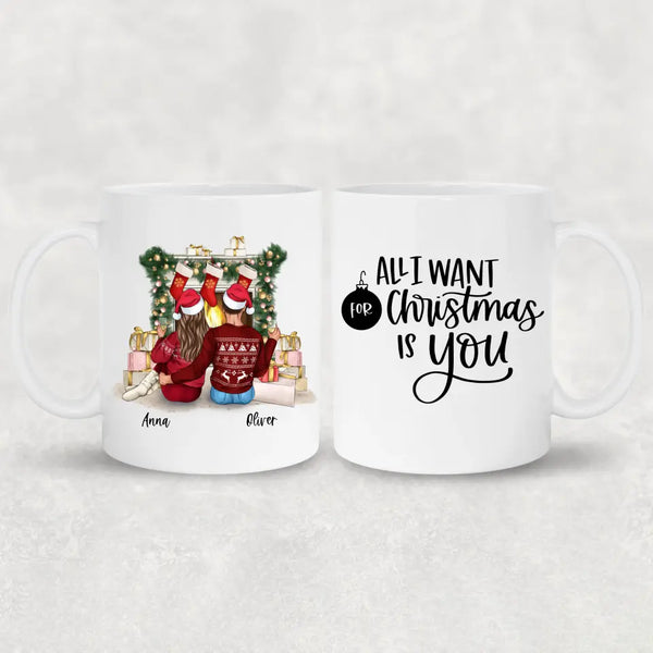 Couple devant la cheminée - Mug personnalisé