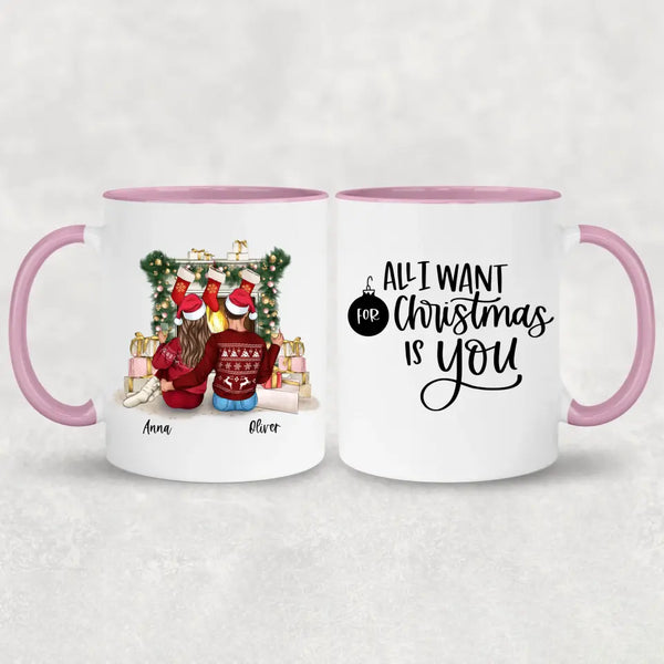 Couple devant la cheminée - Mug personnalisé