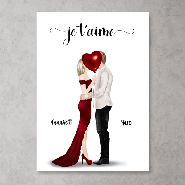 Couple qui s'embrasse - Poster personnalisé