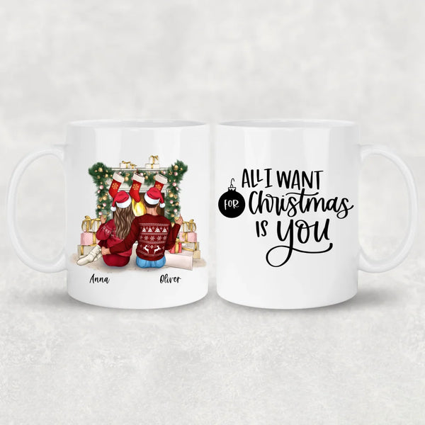 Couple devant la cheminée - Mug personnalisé