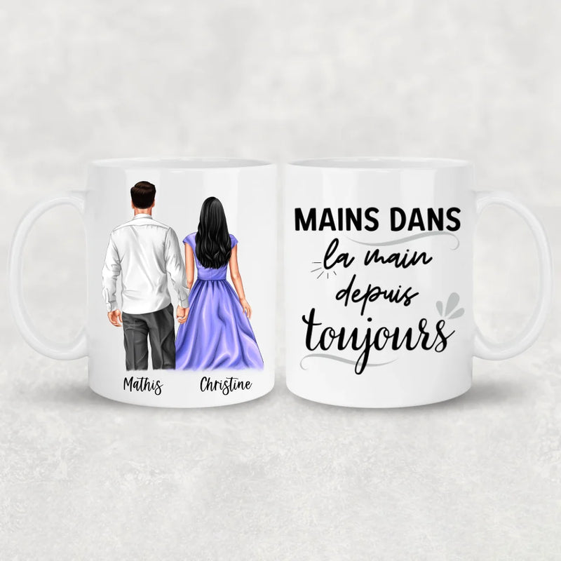 Couple main dans la main - Mug personnalisé