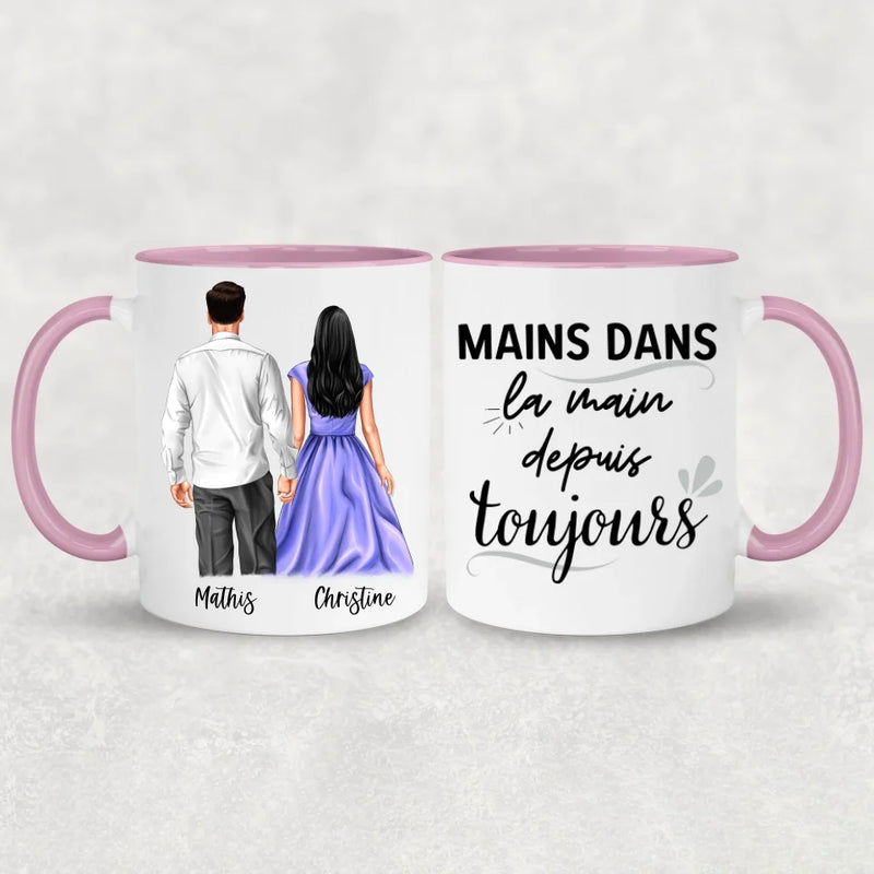 Couple main dans la main - Mug personnalisé