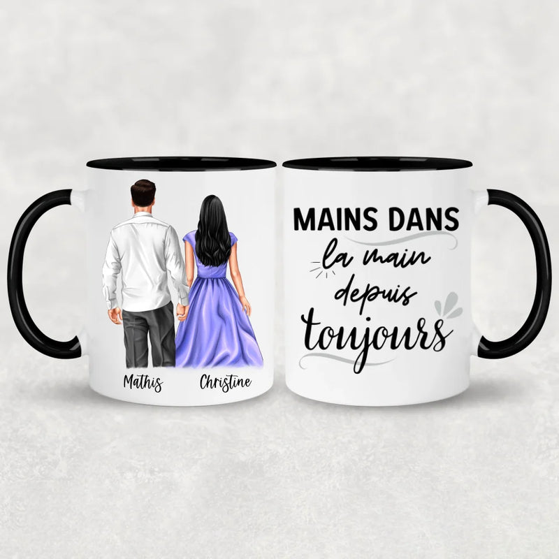 Couple main dans la main - Mug personnalisé