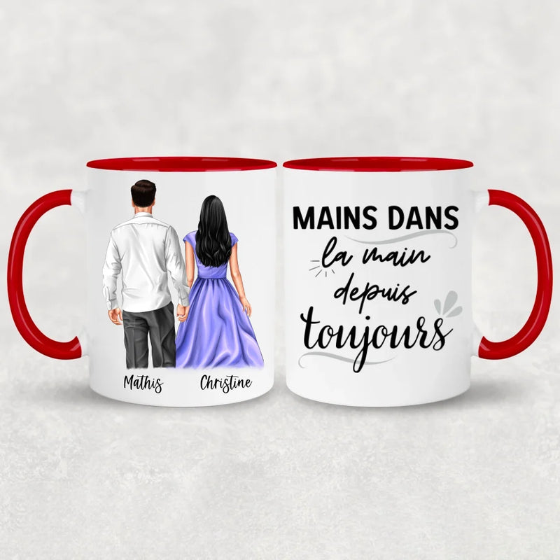 Couple main dans la main - Mug personnalisé