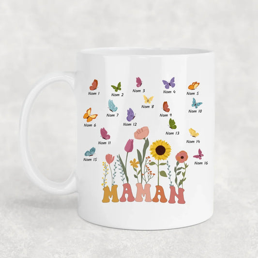 Prairie et papillons - mug personnalisé
