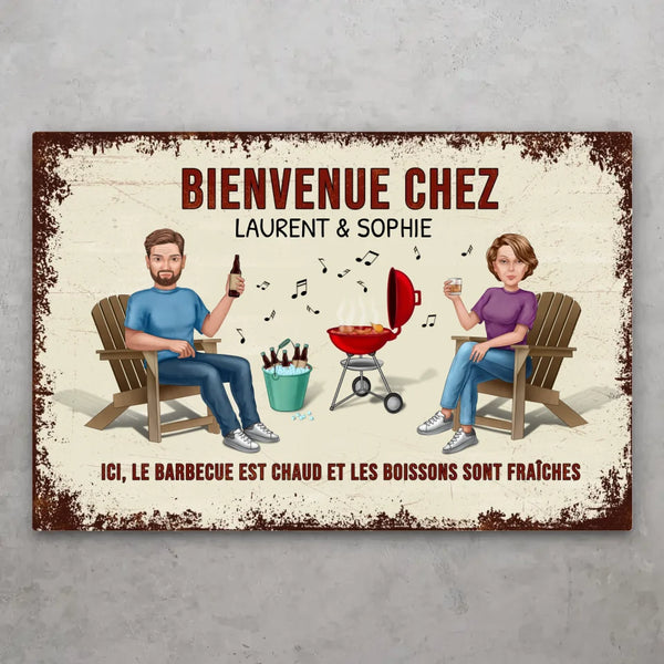 Bienvenue chez - Plaque de porte personnalisée