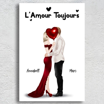 Couple qui s'embrasse - Toile personnalisée