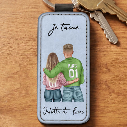 Couple - Porte-clés personnalisé en simili-cuir