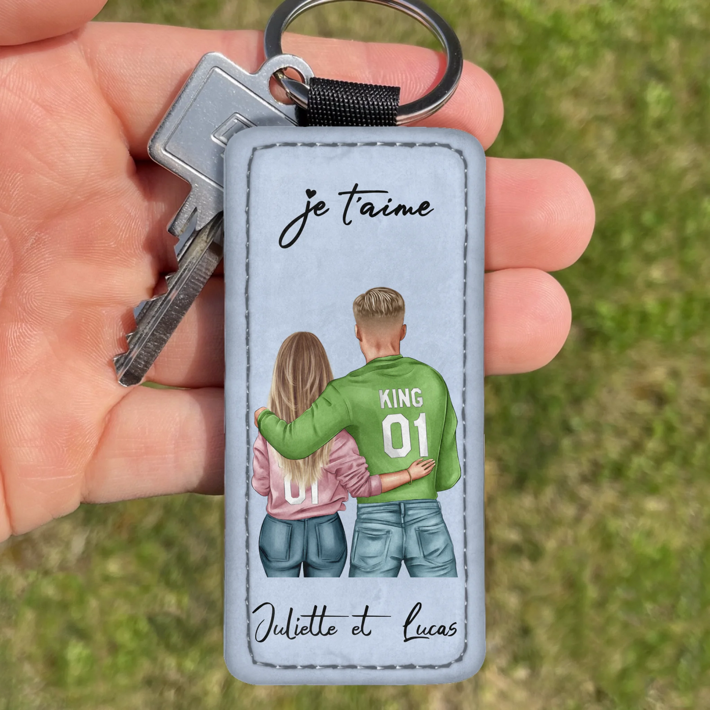 Couple - Porte-clés personnalisé en simili-cuir