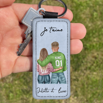 Couple - Porte-clés personnalisé en simili-cuir