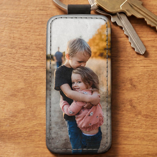 Votre photo - Porte-clés personnalisé en simili-cuir