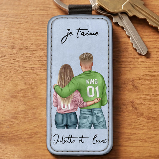 Couple - Porte-clés personnalisé en simili-cuir